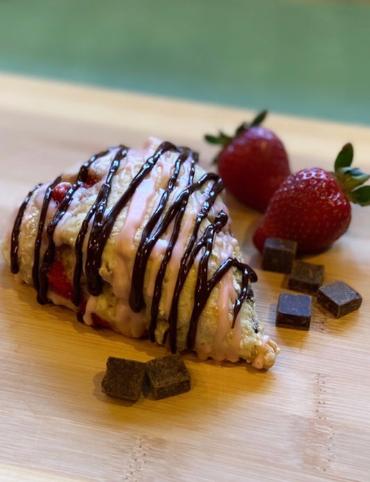 4 Chocolate Dipped Strawberry Scones
